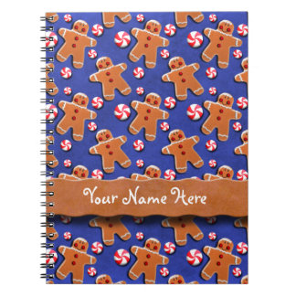 Gingerbread Cookies Candies Blue Notebook