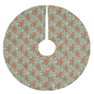 Gingerbread Cookies Candies Green Brushed Polyester Tree Skirt
