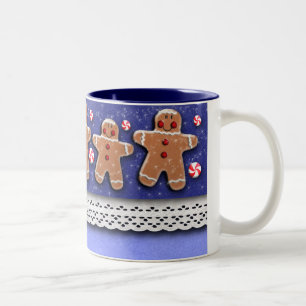 Gingerbread Cookies Candies Sprinkles Blue Two-Tone Coffee Mug