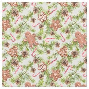 Gingerbread Cookies Candy Canes Christmas Fabric