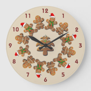 Gingerbread Cookies Celebrating Christmas Large Clock