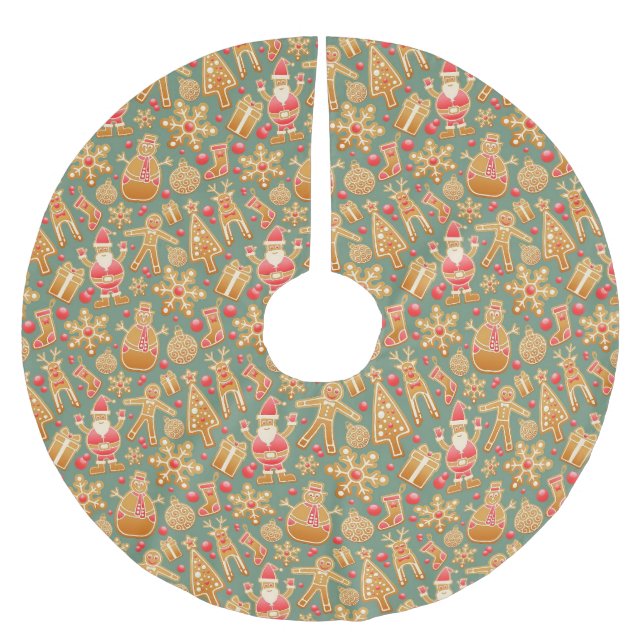 Gingerbread/cookies/Christmas Brushed Polyester Tree Skirt (Front)
