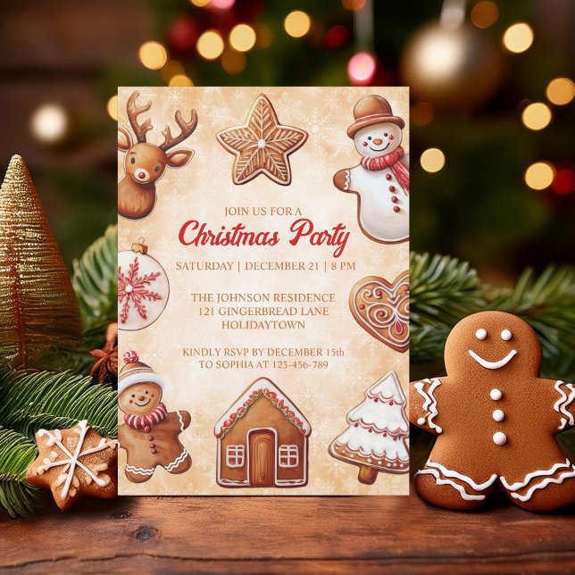 Gingerbread Cookies Christmas Party Invitation (Creator Uploaded)