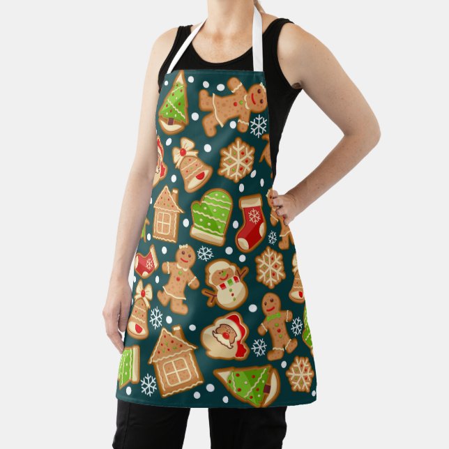 Gingerbread Cookies Christmas Pattern Apron (Insitu)