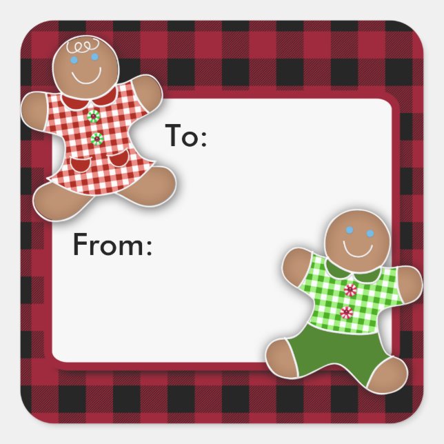 Gingerbread Cookies Christmas Square Stickers (Front)