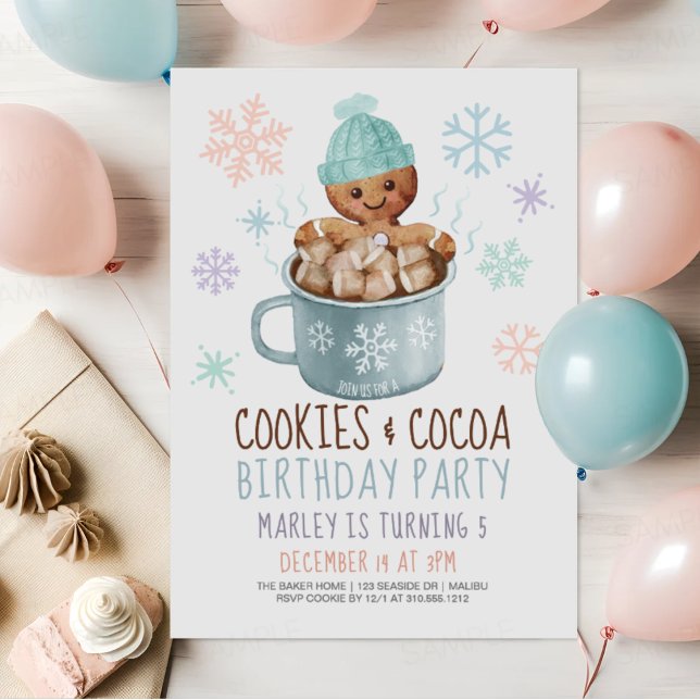 Gingerbread Cookies & Cocoa Boy's Winter Birthday  Invitation (Creator Uploaded)