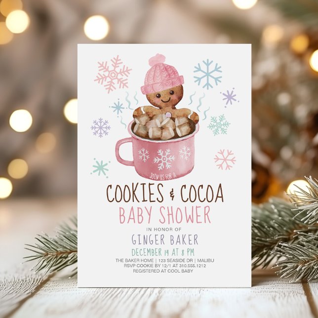 Gingerbread Cookies & Cocoa Girl Baby Shower  Invitation (Creator Uploaded)