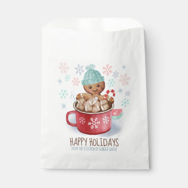 Gingerbread Cookies & Cocoa Happy Holidays  Favour Bag (Front)