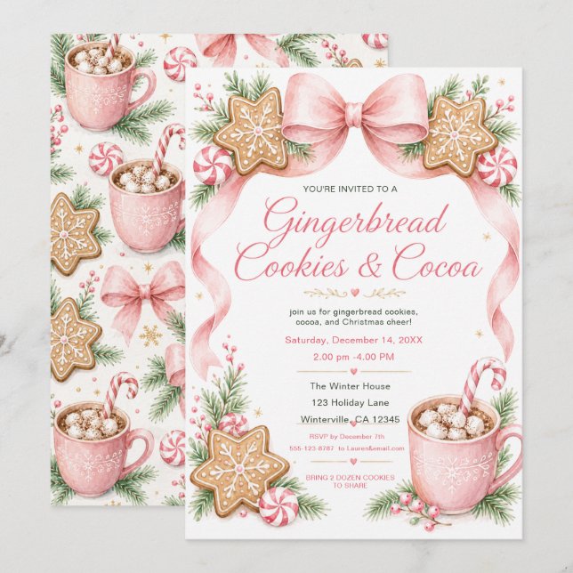 Gingerbread Cookies & Cocoa Invitation (Front/Back)