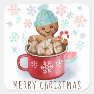 Gingerbread Cookies & Cocoa Merry Christmas  Square Sticker