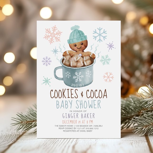 Gingerbread Cookies & Cocoa Winter Boy Baby Shower Invitation (Creator Uploaded)