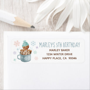 Gingerbread Cookies & Cocoa Winter Boy Birthday Return Address Label