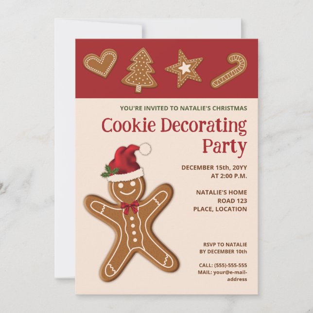 Gingerbread Cookies - Cookie Decorating Party Invitation (Front)