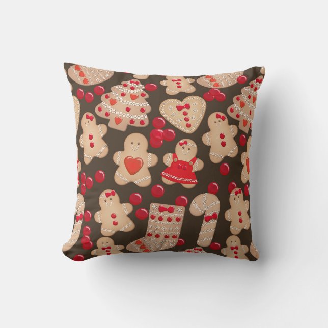 Gingerbread Cookies Holiday Cookie Christmas Cushion (Front)