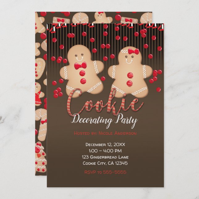 Gingerbread Cookies Holiday Cookie Decorating Invitation (Front/Back)