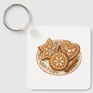 Gingerbread Cookies on a Plate Key Ring