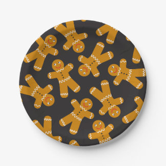 Gingerbread Cookies on black  Paper Plate