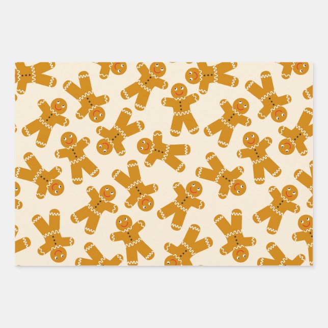 Gingerbread Cookies on Cream  Wrapping Paper Sheet (Front)