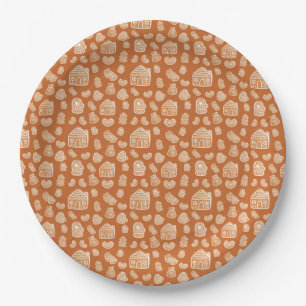 Gingerbread Cookies Pattern Paper Plate
