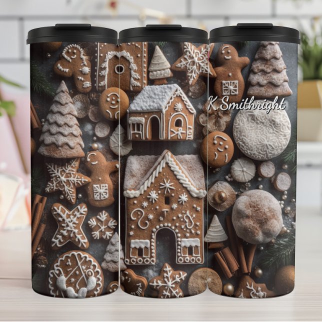 Gingerbread Cookies Pattern Thermal Tumbler (Creator Uploaded)