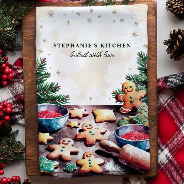 Gingerbread Cookies Personalised Christmas Tea Towel (Creator Uploaded)