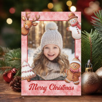 Gingerbread Cookies Photo Frame Red Background