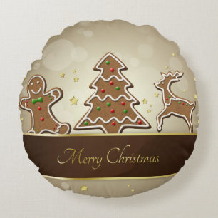 Gingerbread Cookies Round Cushion