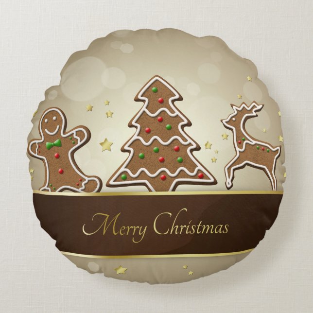 Gingerbread Cookies Round Cushion (Front)