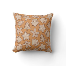 Gingerbread cookies seamless pattern throw pillow