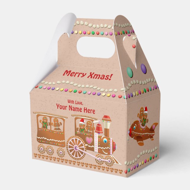 Gingerbread Cookies Sprinkled With Colourful Candy Favour Box (Front Side)