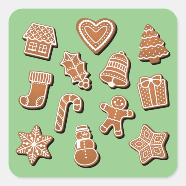 Gingerbread Cookies Square Sticker (Front)