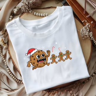 Gingerbread Cookies T-Shirt with Santa Hat Apparel