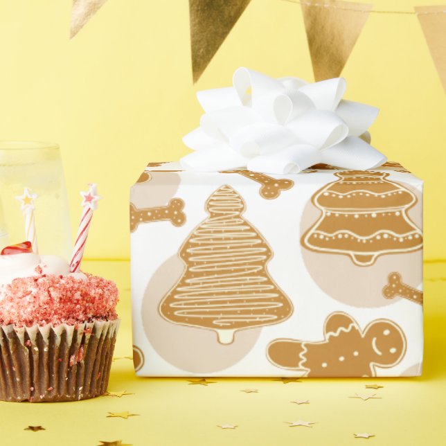 Gingerbread Cookies with dog bones Wrapping Paper (Birthday Party)
