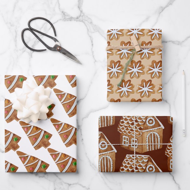 Gingerbread Cookies Wrapping Paper Sheet (Front)