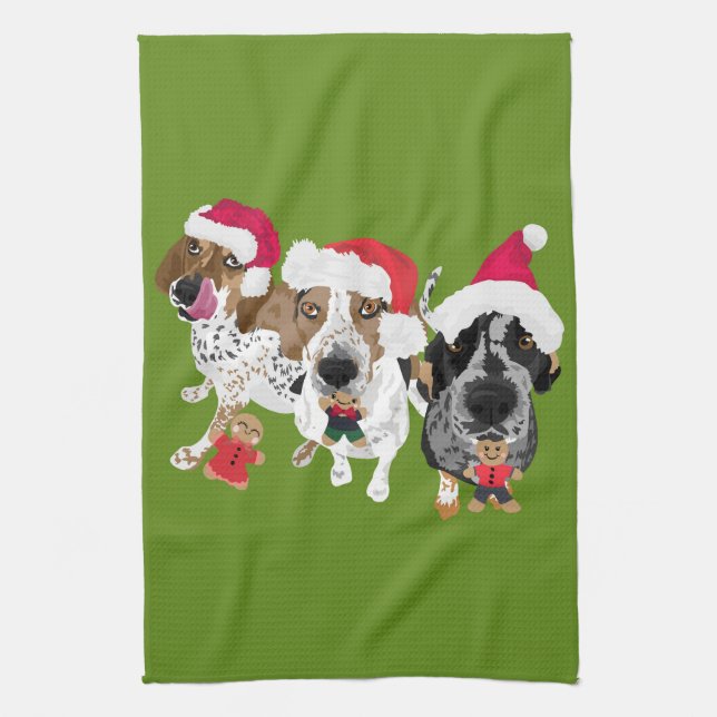 Gingerbread Coonhounds Tea Towel (Vertical)