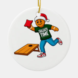 Gingerbread Cornhole Christmas Sport Holiday Ceramic Ornament
