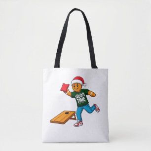 Gingerbread Cornhole Christmas Sport Holiday Tote Bag