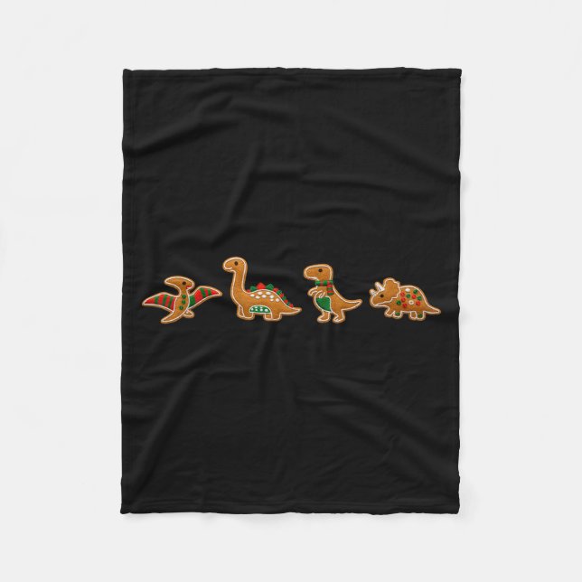Gingerbread Costume Dinosaur Christmas Cookie Baki Fleece Blanket (Front)