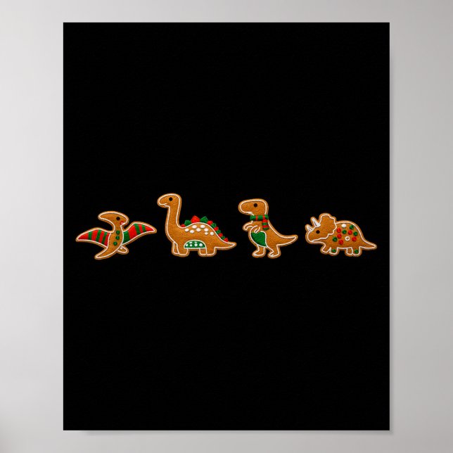 Gingerbread Costume Dinosaur Christmas Cookie Baki Poster (Front)