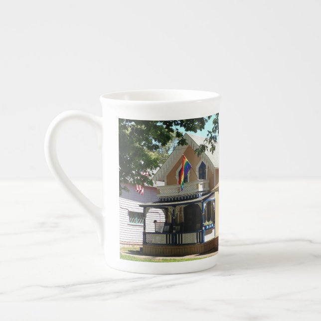 Gingerbread Cottage and Pride - Martha's Vineyard Bone China Mug (Left)