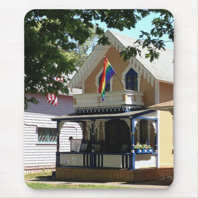 Gingerbread Cottage and Pride - Martha's Vineyard Mouse Pad (Front)