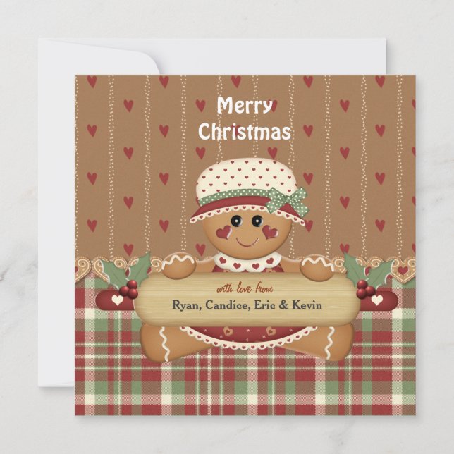 Gingerbread Country Christmas Holiday Card (Front)