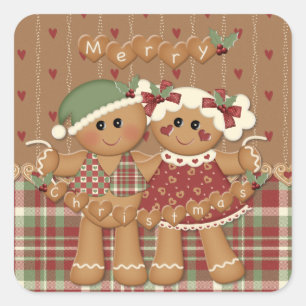 Gingerbread Country Christmas Square Sticker