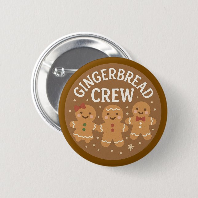 Gingerbread Crew Cute Christmas  6 Cm Round Badge (Front & Back)