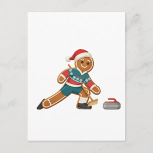 Gingerbread Curling Christmas 2026 Holiday Winter Postcard