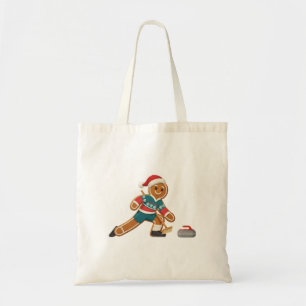 Gingerbread Curling Christmas 2026 Holiday Winter Tote Bag