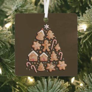 Gingerbread Cute Christmas Tree Winter Baker Metal Tree Decoration