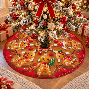 Gingerbread Cute Cookie Candy Christmas Tree Skirt