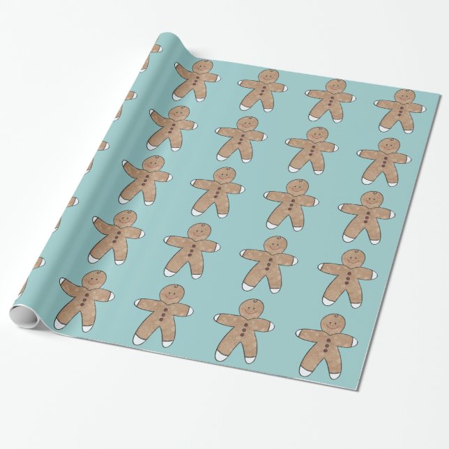 Gingerbread Cuties Wrapping Paper (Unrolled)