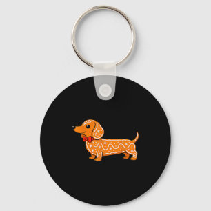 Gingerbread Dachshund Christmas Cute Weiner Dog  Key Ring